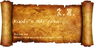 Kupás Mónika névjegykártya