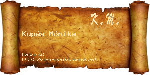 Kupás Mónika névjegykártya